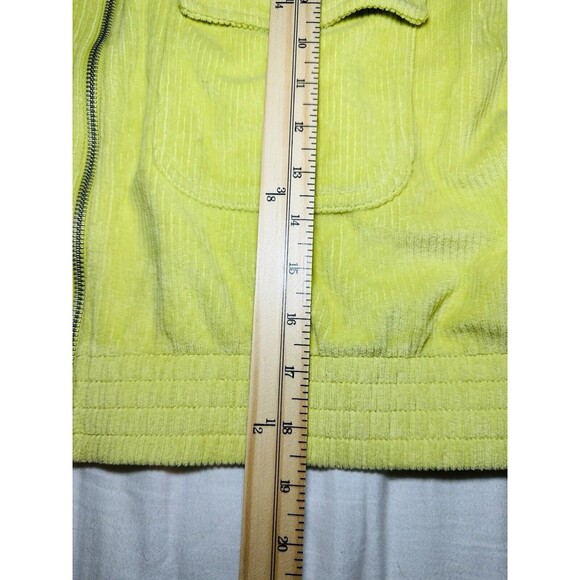 AERIE Ribbed Velour Zip Up Long Sleeve Lime Green Crop Sweater LARGE NWT - Picture 10 of 11